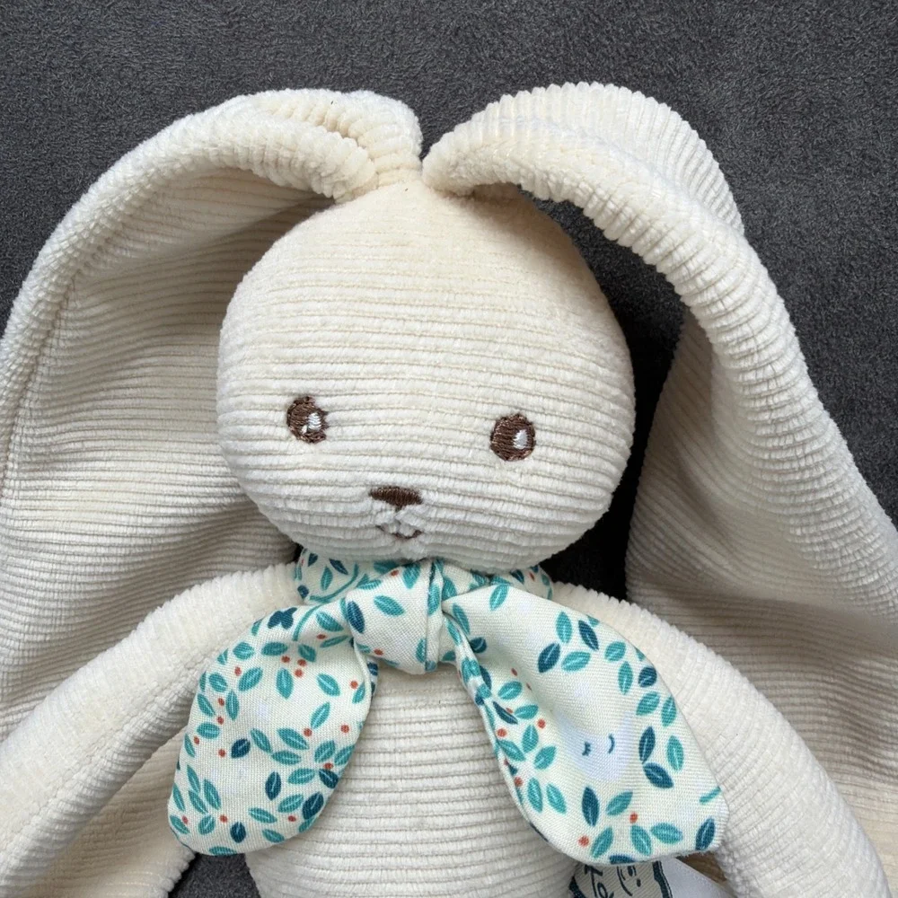 Kaloo Lapinoo Cream Rabbit Baby Plush With Green Bow.